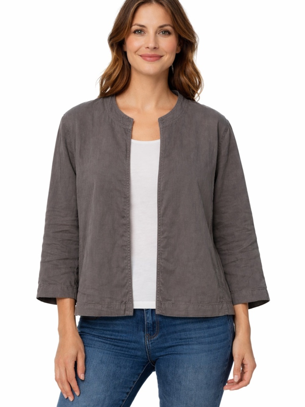 Eileen Fisher System Gray Open-Front Utility Jacket size 3X